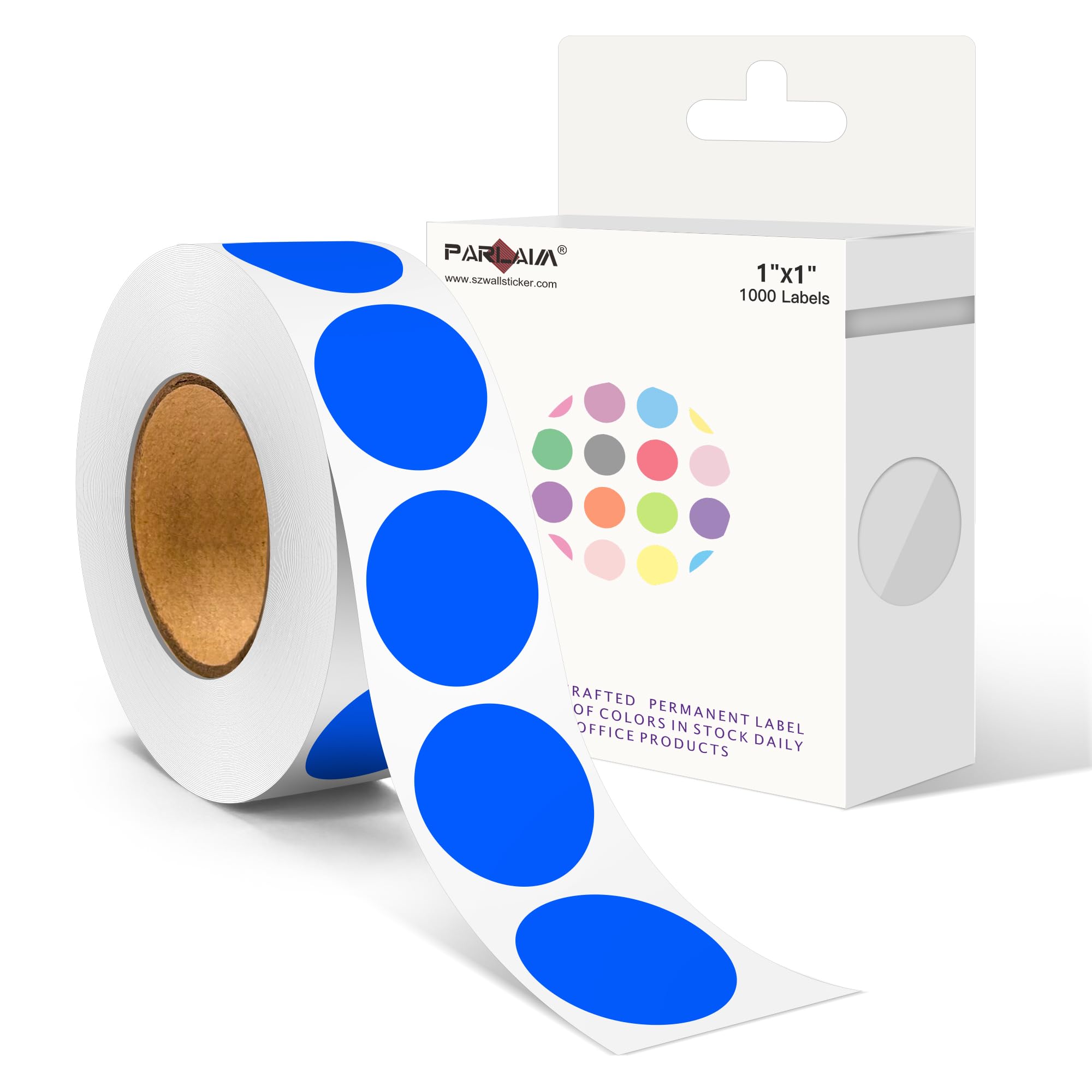 PARLAIM 1 Inch Round Color Code Dot Stickers,Blue Inventory Dots Label,Adhesive Circle Sticker Labels for Office Home-1000 Per Dispenser Box (Blue)