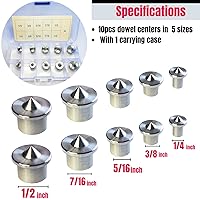 Vista 7 de Juego de 10 centros de clavija de acero inoxidable para perforar agujeros con punta afilada para herramientas de carpintería, clavijas sólidas