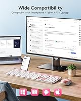 Vista 4 de Samsers Combo de teclado y mouse inalámbricos, ultra delgado, recargable, modo dual (Bluetooth 5.0 x 2 + 2.4 G), juego de teclado y mouse