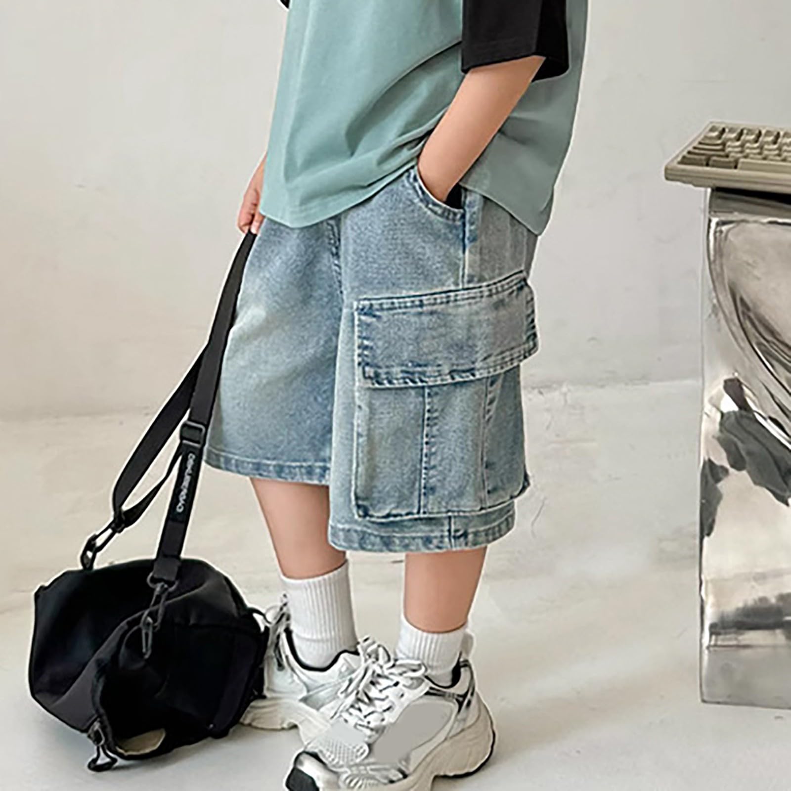 Generico Pantaloncini Bambino,vestibilità Normale Estate Casual Outwear Pantaloni Corti da Trekking Cargo per Ragazzi Running Jogging Bermuda Shorts Bambini dai 3 ai 14 Anni