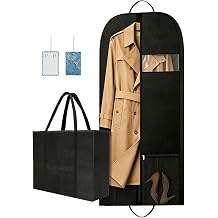 Large Garment Bag with Handle and Pocket, Ideal Garment Bag for Hanging Clothes in Closet or Travel, Lightweight and Breathable Material -Black/54"/1-Pack