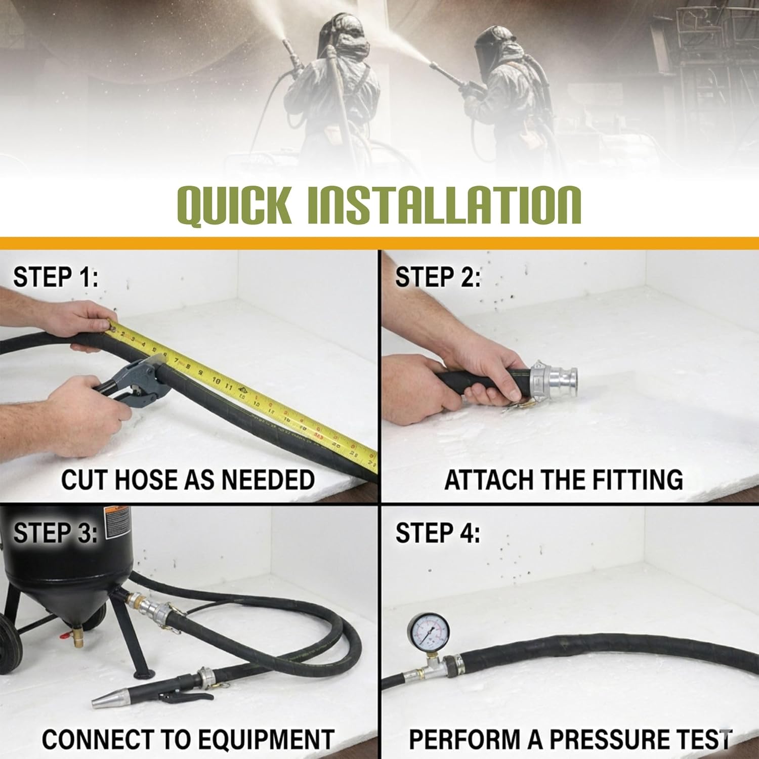 Simond Store Sandblast Hose -150 psi Maximum Pressure -10' Length, 1/2" ID, 1 inch Outside Diameter