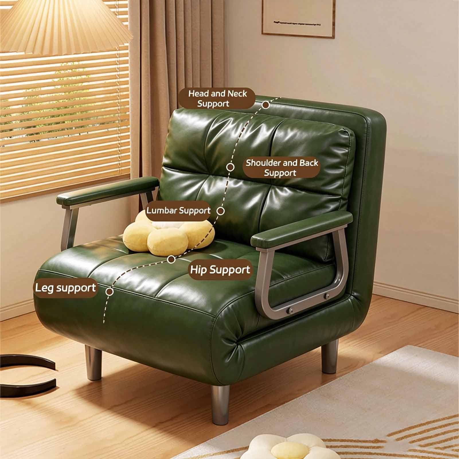Ledersofa Schlafsofa 3-in-1 mit Bettfunktion,Komfortable Schlafcouch
