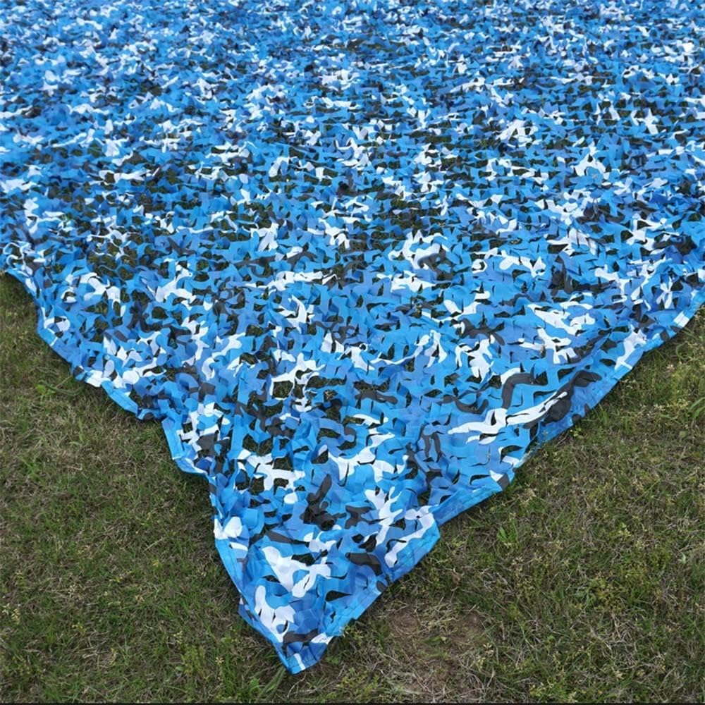 Blue Camo Net 5x10ft 10x16ft 10x20ft, 13x16ft 13x20ft 16.4x20ft 10x10ft, Military Camouflage Netting, Mesh Sun Shade for Courtyard Awning Party Ocean Swimming Pool (Size : 5mx10m/16.4x33ft)