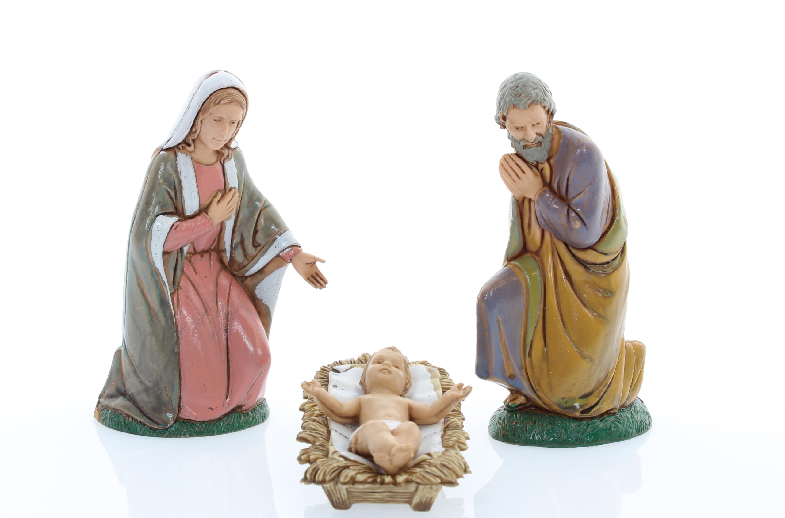Nativit&agrave; Presepe 3 Statuine Artigianali In Polimero 10 Cm - Fatto A Mano In Italia - Landi Collection