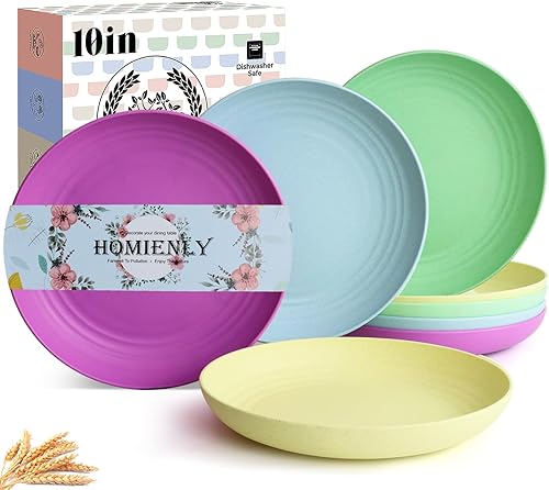 Miniatura 30 de Homienly Juego de 8 platos de paja de trigo para cena - Alternativa al plástico, aptos para microondas y lavavajillas, platos irrompibles para niños