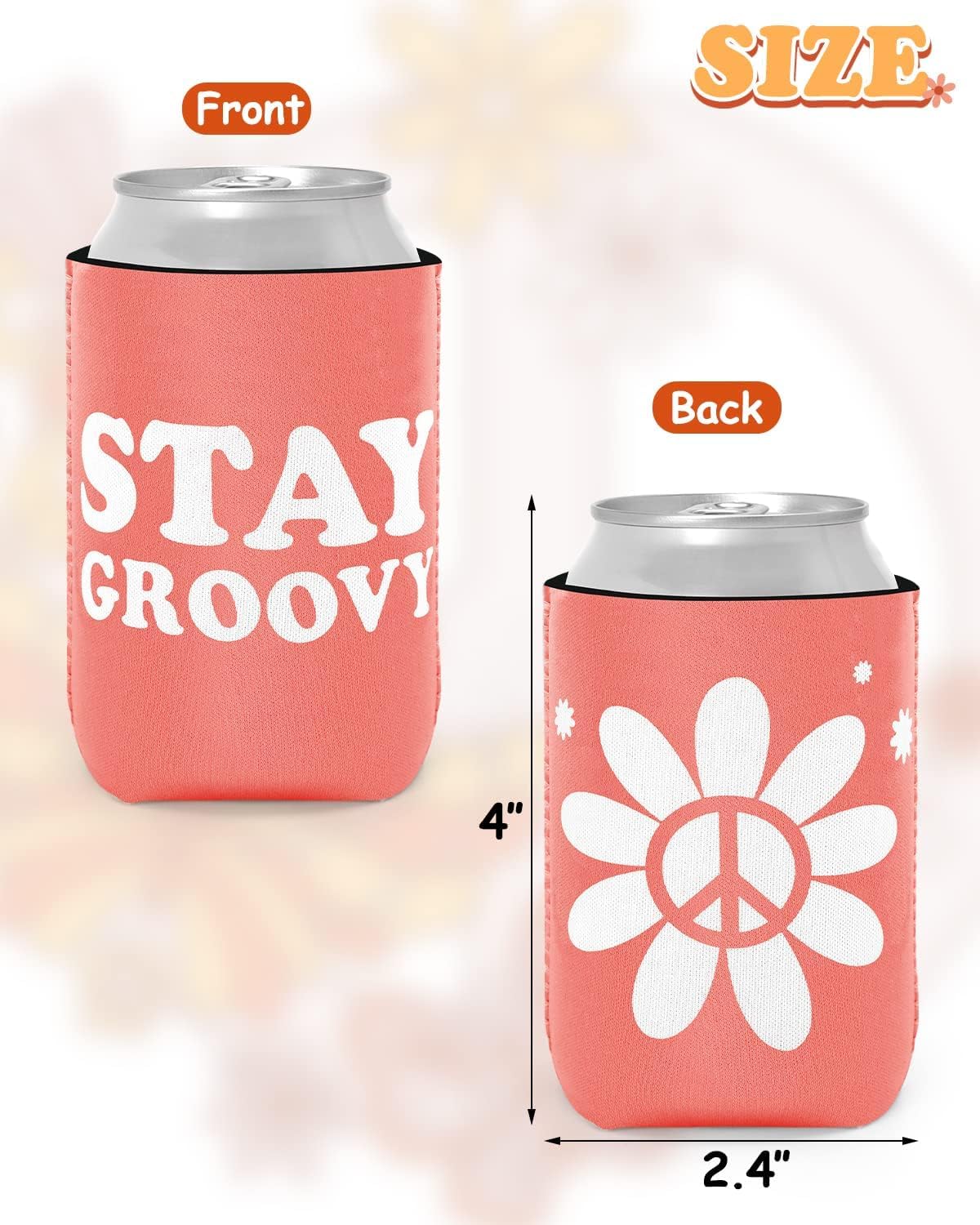 12-Pack Retro Bachelorette Party Can Cooler 70s Theme Beverage Sleeves Favor for Disco Bridal Shower Party Supplies Hippies Groovy Party Decorations image 3