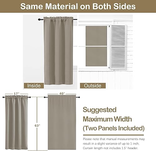 Miniatura 2 de OVZME Cortinas opacas de piedra para dormitorio de 63 pulgadas de largo, 2 paneles con aislamiento térmico para oscurecer la habitación y sala de