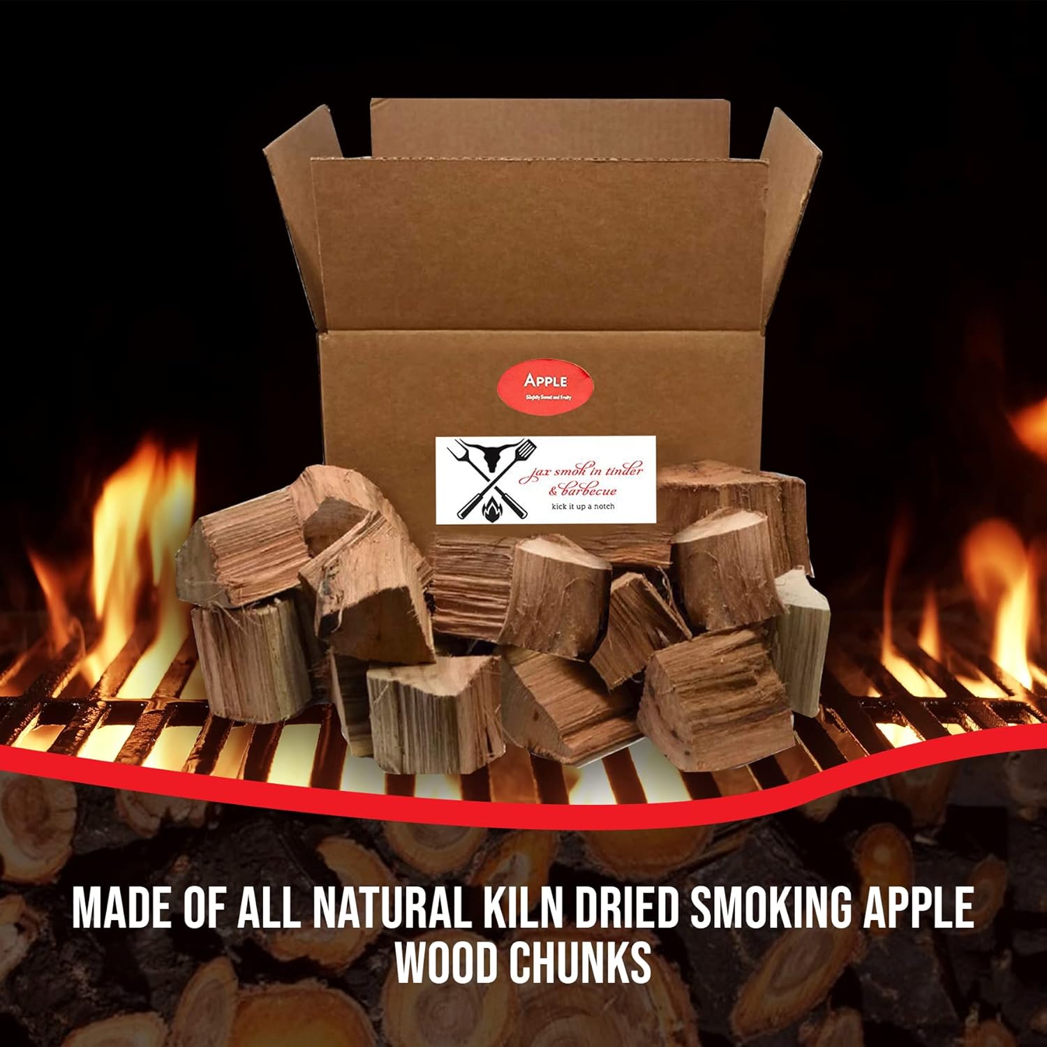 Cattleack Smok'in Tinder Premium BBQ Wood Chunks for Smoking and Grilling- Approximately 10 lb Shipped in 12" x 9" x 7" Box -100% All Natural Kiln Dried Smoking Wood Chunks, USA (Apple & Post Oak)