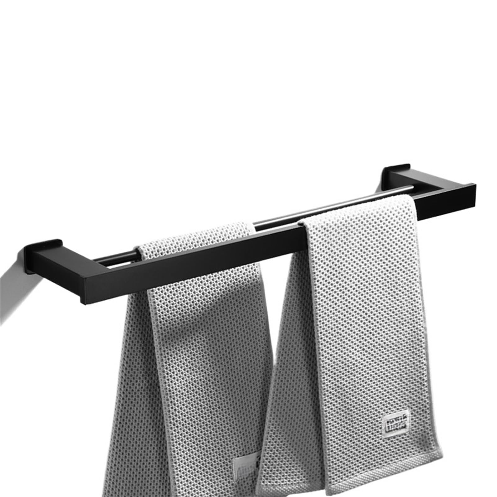 No Punching Towel Bar Thickened Horizontal R Hanger Bathroom Double Rack for Bathroom(H)