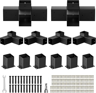 QZER Heavy Duty Pergola Brackets Kit for 4x4 Lumber - Rust-Proof 3-Way & 4-Way Gazebo Hardware for Patio Backyard