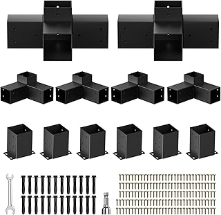 Pergola Kit, Heavy Duty Pergola Brackets for 4"x 4" (Actual 3.5" X 3.5") Lumber,DIY Rust-Proof Gazebo Hardware Kits with 3-Way & 4-Way Corner Bracket, Gazebo Brackets Kits for Patio Backyard Outdoor