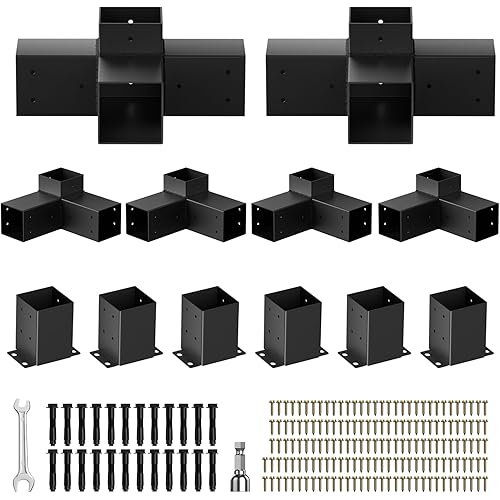 Pergola Kit, Heavy Duty Pergola Brackets for 4"x 4" (Actual 3.5" X 3.5") Lumber,DIY Rust-Proof Gazebo Hardware Kits with 3-Way & 4-Way Corner Bracket, Gazebo Brackets Kits for Patio Backyard Outdoor