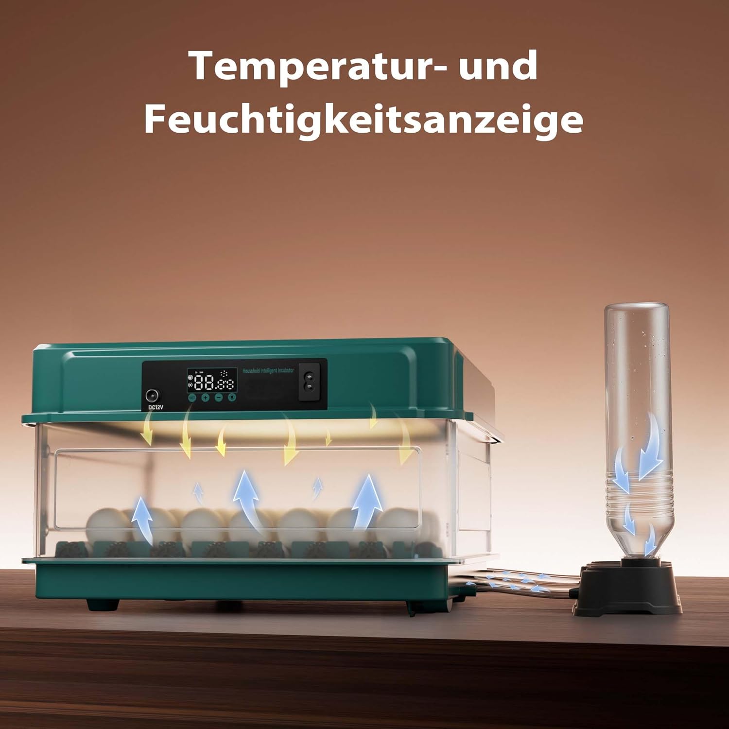Diagram showing automatic egg turning mechanism with gears and arrows