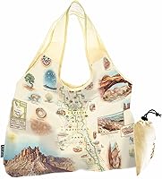 Vista 6 de Xplorer Maps Bolsa con asas – Bolsa de compras reutilizable para comestibles, plegable y lavable de nailon, resistente y compacta