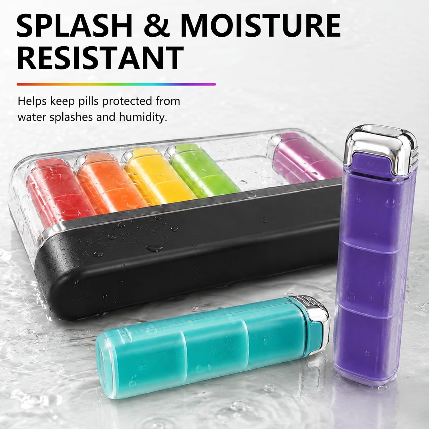 Weekly Pill Organizer 3 Times a Day, 7 Day Rainbow Pill Box