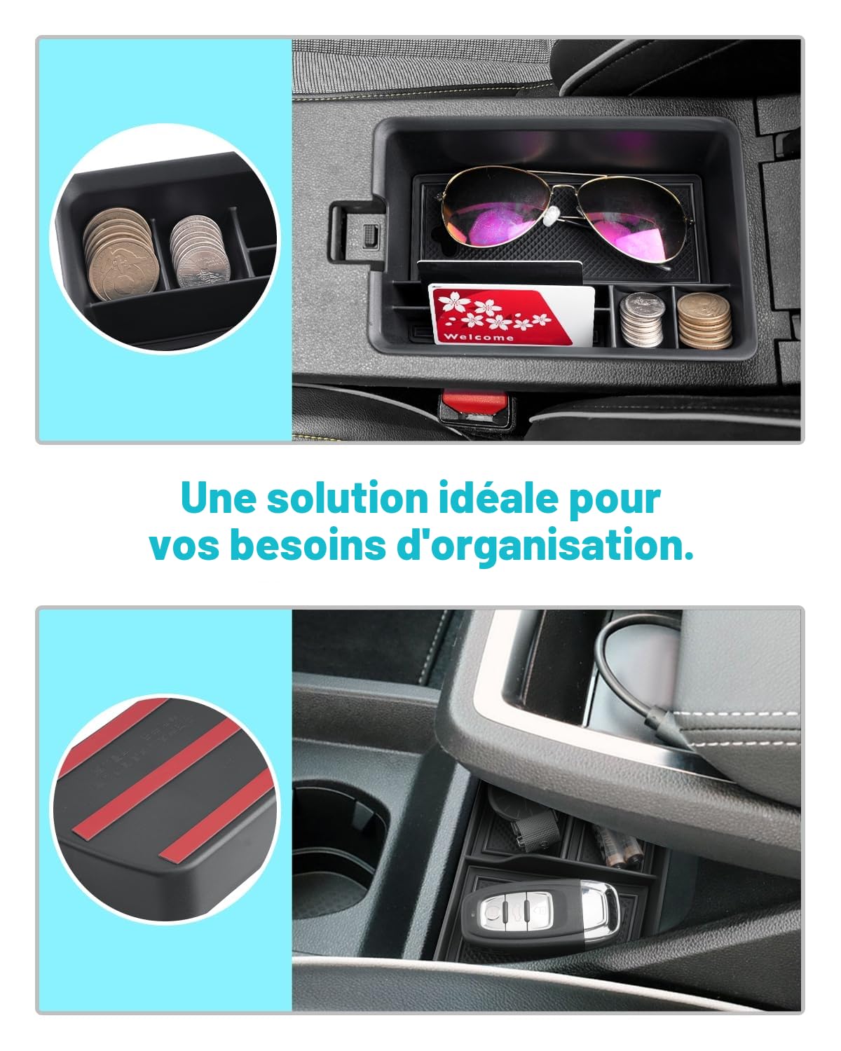 CDEFG Compatible avec Renault Megane E-Tech/Scenic E-Tech 2022-2025 2026 Accoudoir + Console Centrale Organisateur Boîte de Rangement Megane E-Tech Rangement E-Tech 2024 Accessoires