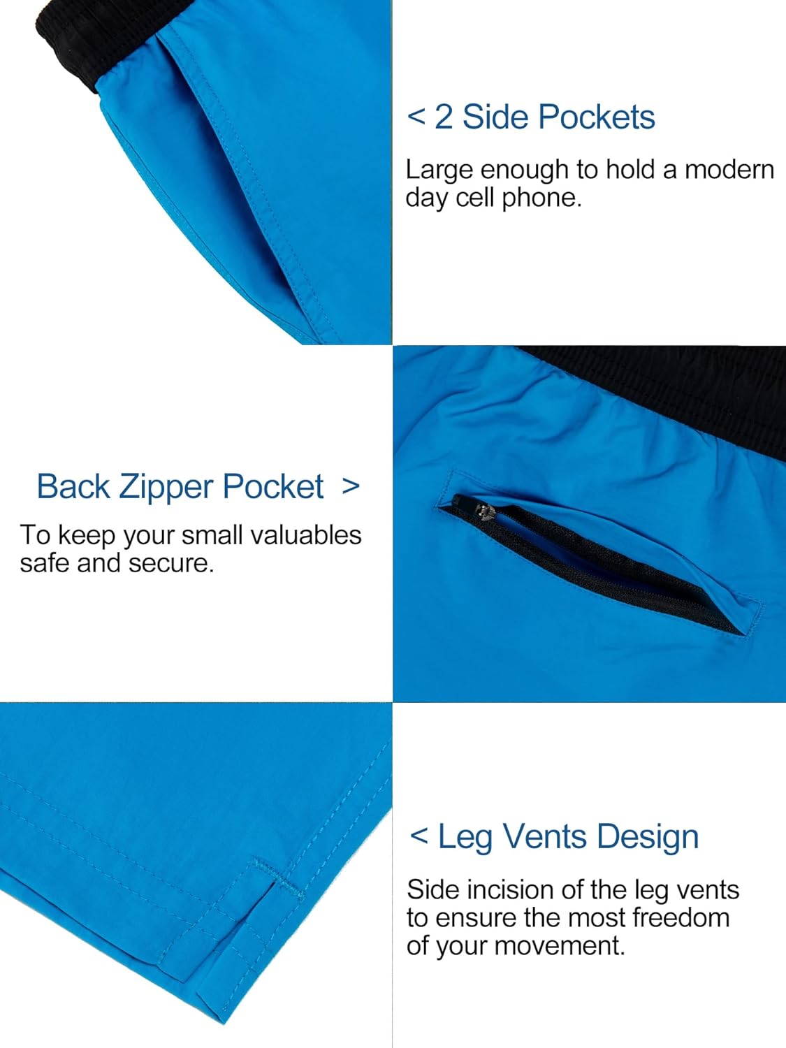 Mens Swim Trunks 6" Quick Dry Swim Shorts with Mesh Lining Swimwear Bathing Suits with Zipper Pocket - Image 6