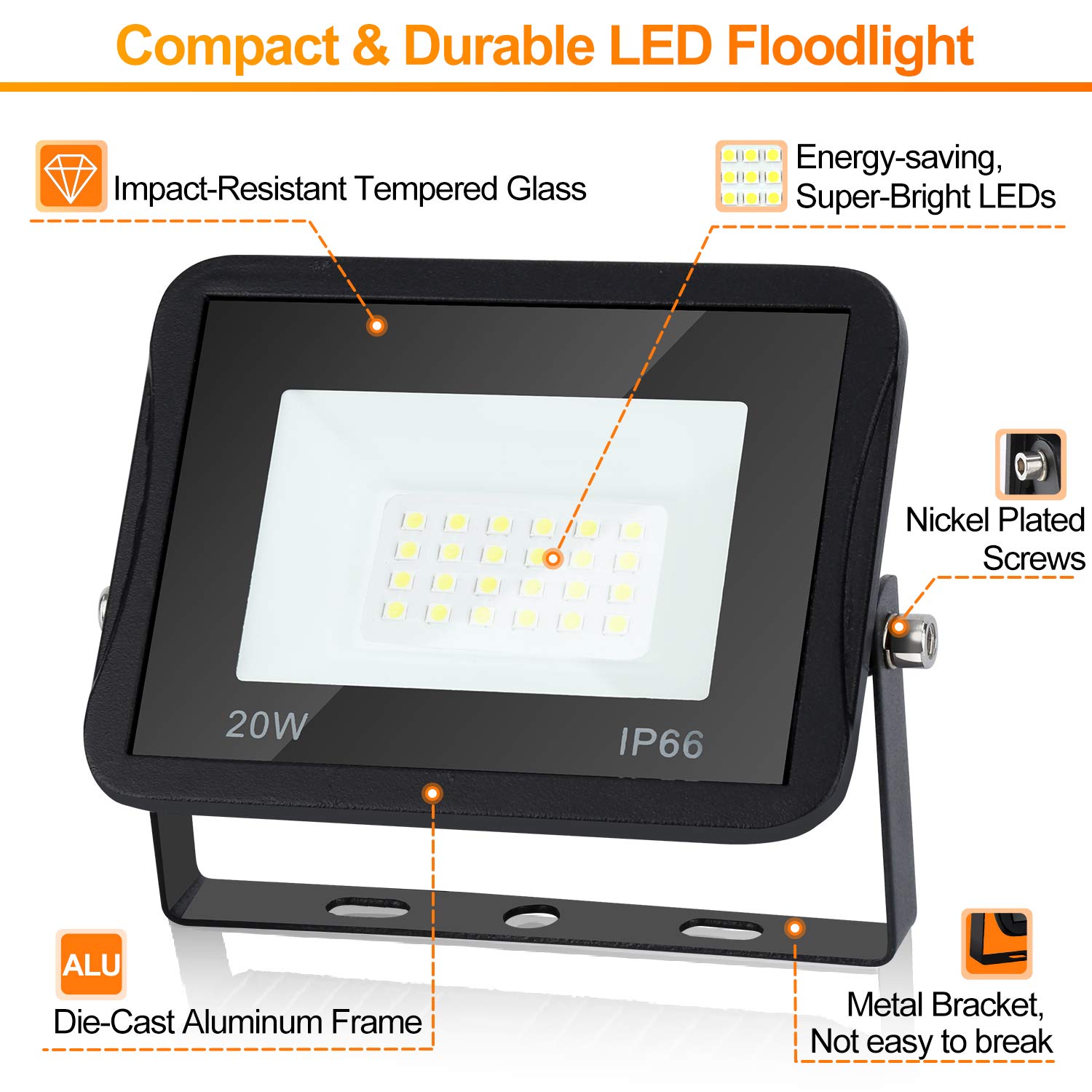 Reflektor budowlany LED, 2 x 20 W, ciepła biel ze statywem, lampa robocza 3000 K, reflektor 1700 lm, statyw budowlany teleskopowy, 80-160 cm, regulacja wysokości, na plac budowy, do garażu