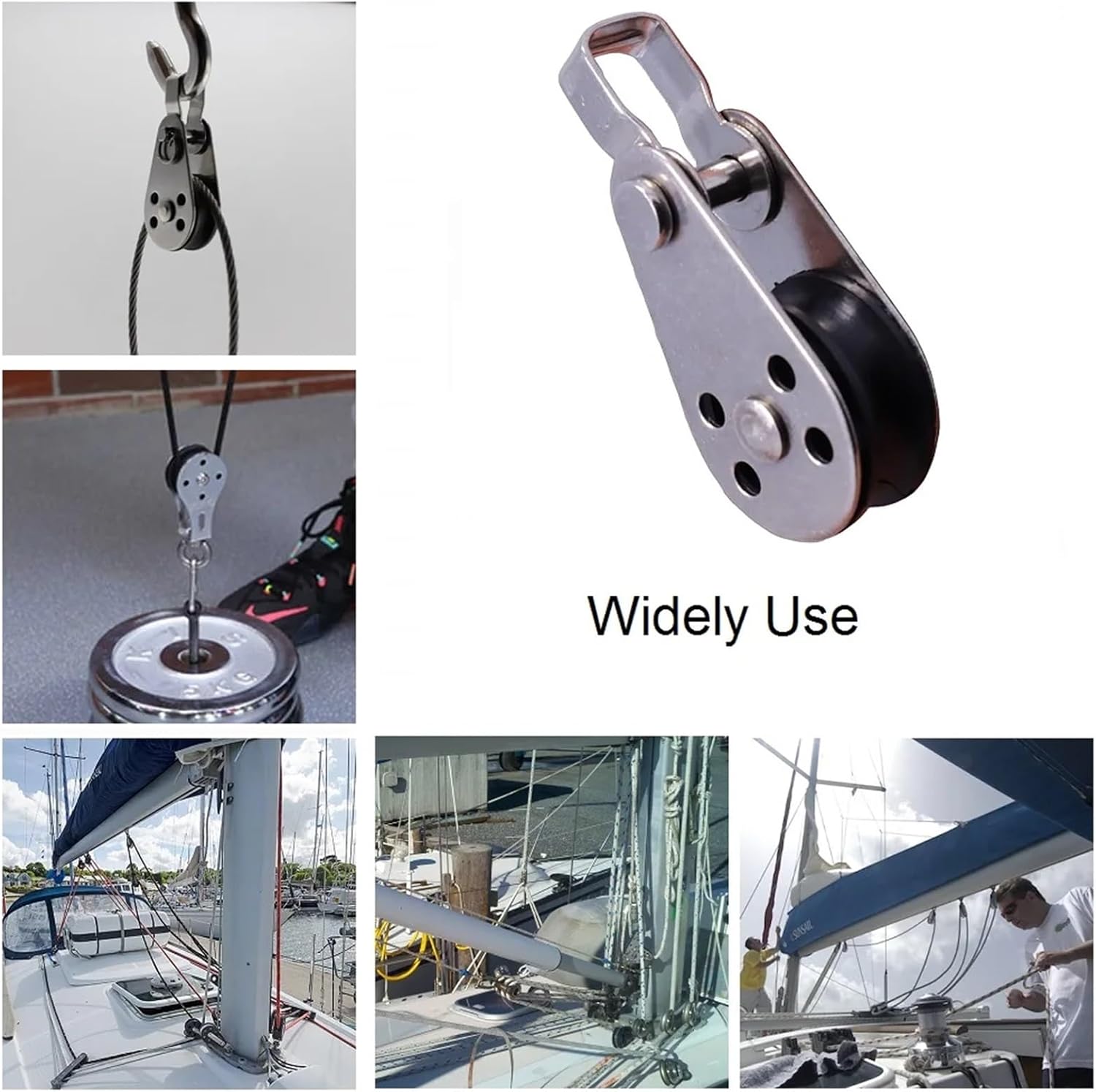Water Sports 1PCS 607 316 Stainless Steel Pulley 45mm Blocks Rope Marine Hardware for Kayak Canoe Boat Anchor Trolley Kit 2mm to 8mm Rope Sailing Accessories