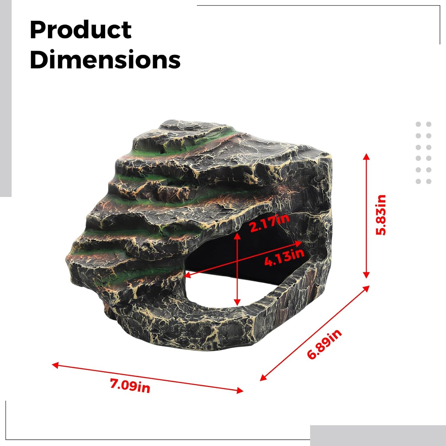 7.1 in Turtle Basking Platform with Resin Rock Hide, Multi-Level Steps for Turtle, Fish Tank Decor, Natural Shelter & Basking Spot, 29 Oz