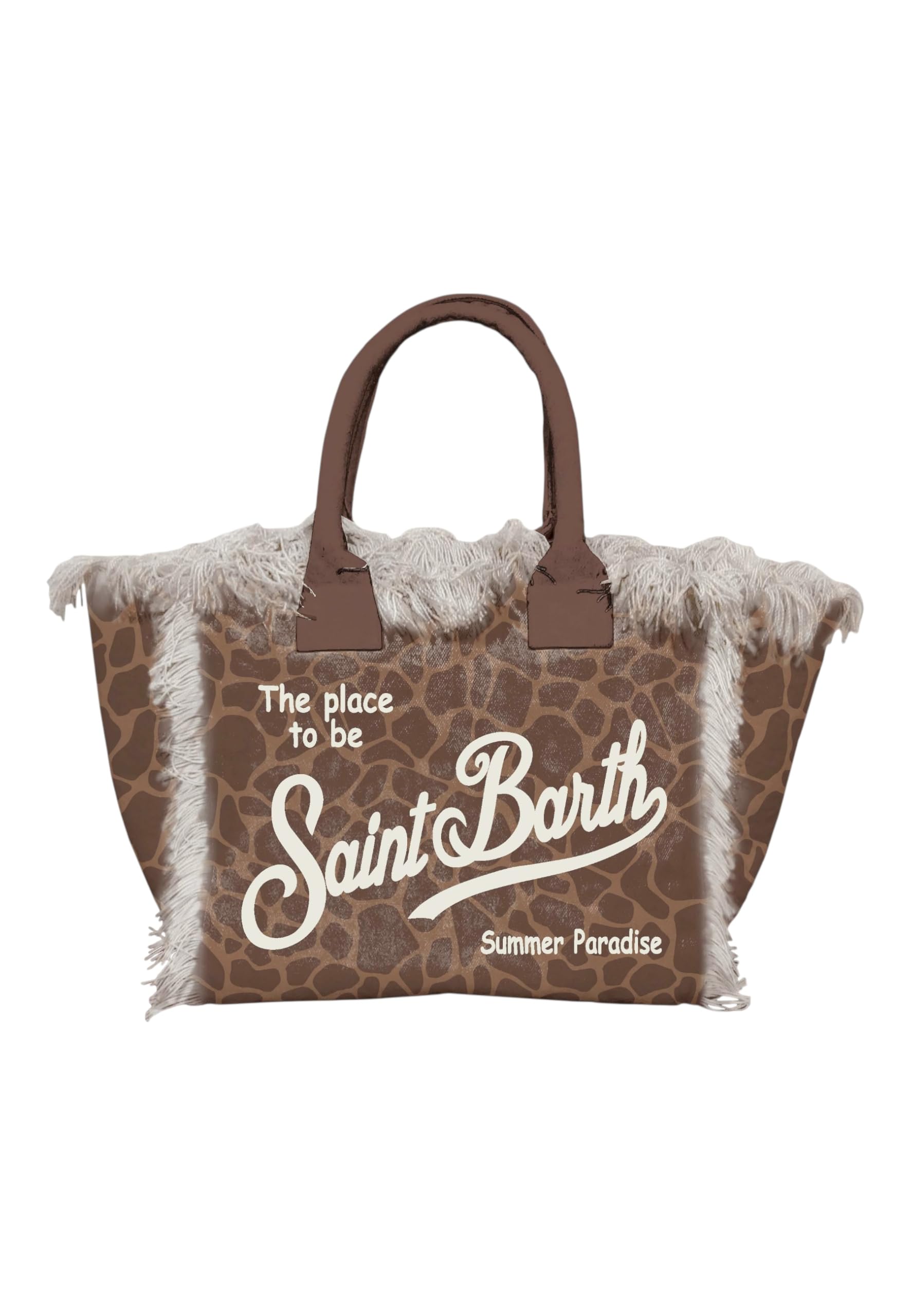 Sac à main Saint Barth Mc2 en coton marron résistant avec finitions frangées - 2