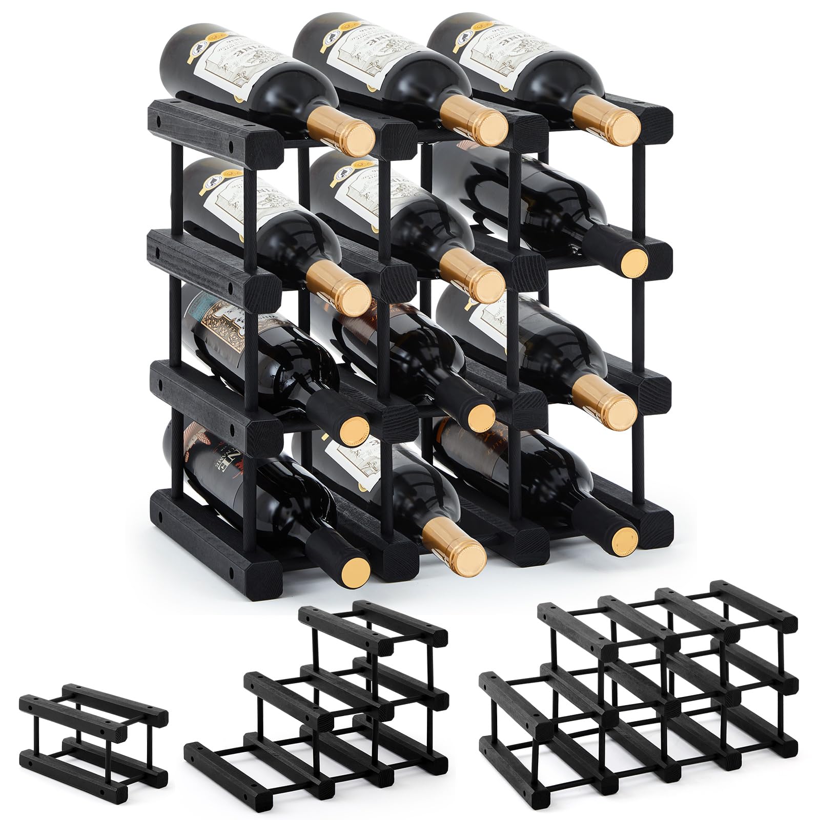 Casier à vin 12 bouteilles modulaire Juexica support bois pour cave