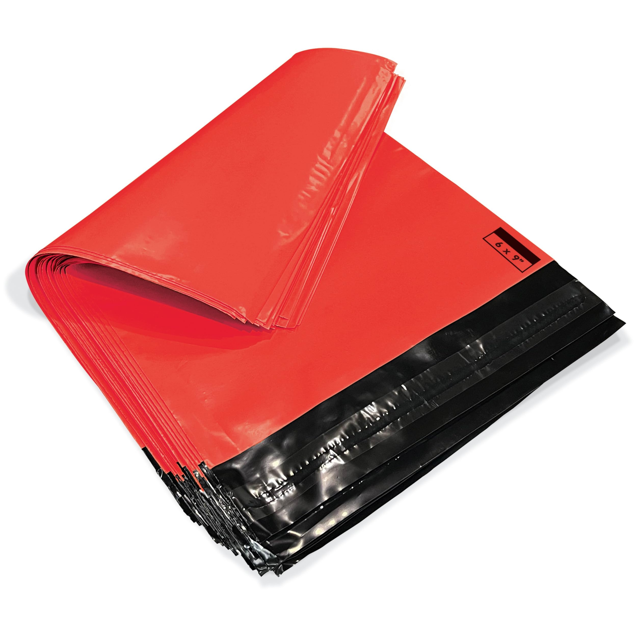 JeeJaan® 100 Red Small Postage Bags 6" x 9" - 152 x 228mm Strong Self Adhesive Mailing Bags Waterproof and Tear-Proof Postal Bags for Courier Bag