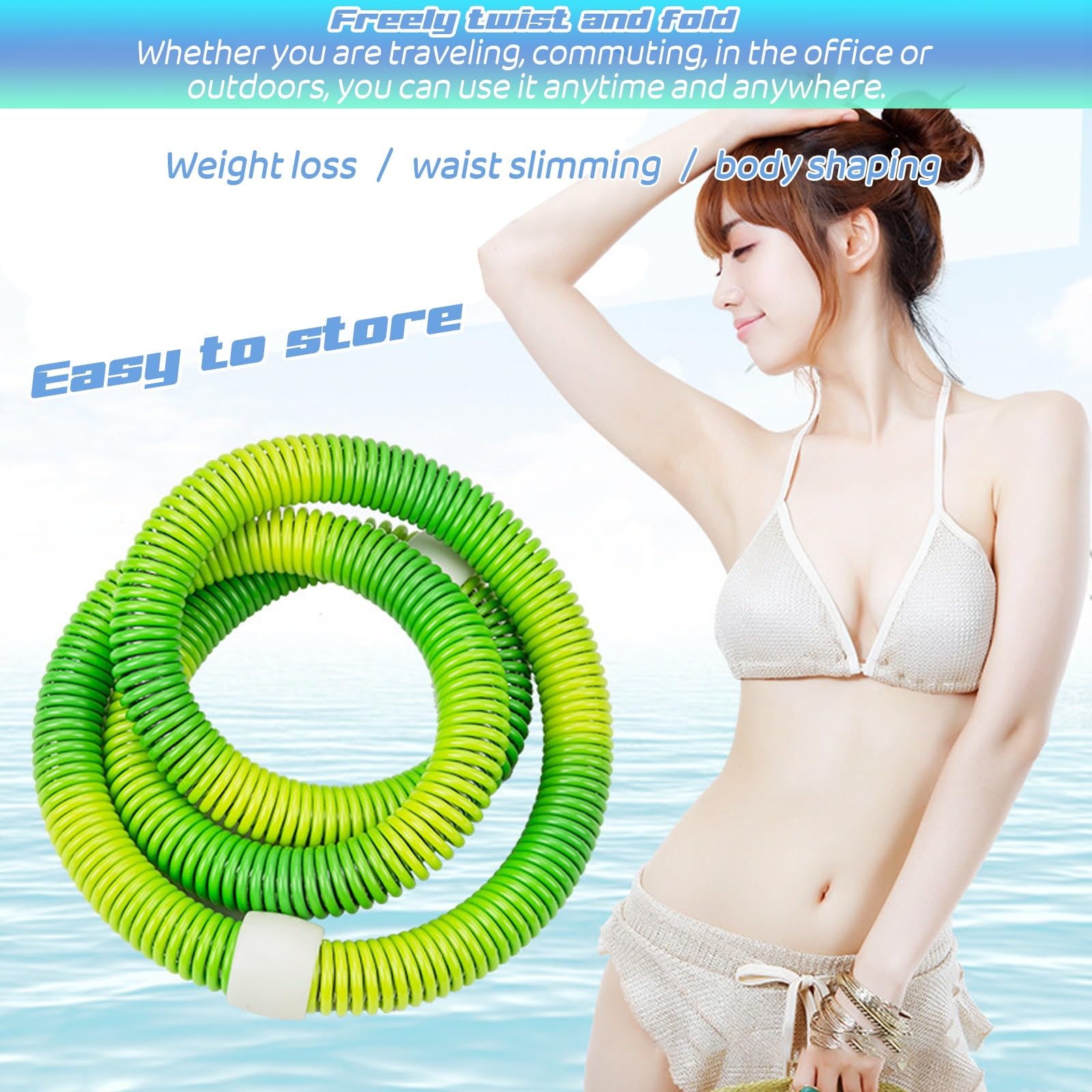 Hula Hoop per adulti, anello fitness pieghevole, design adatto alla vita, attrezzatura per esercizi ponderati, strumento dimagrante portatile per casa e viaggio
