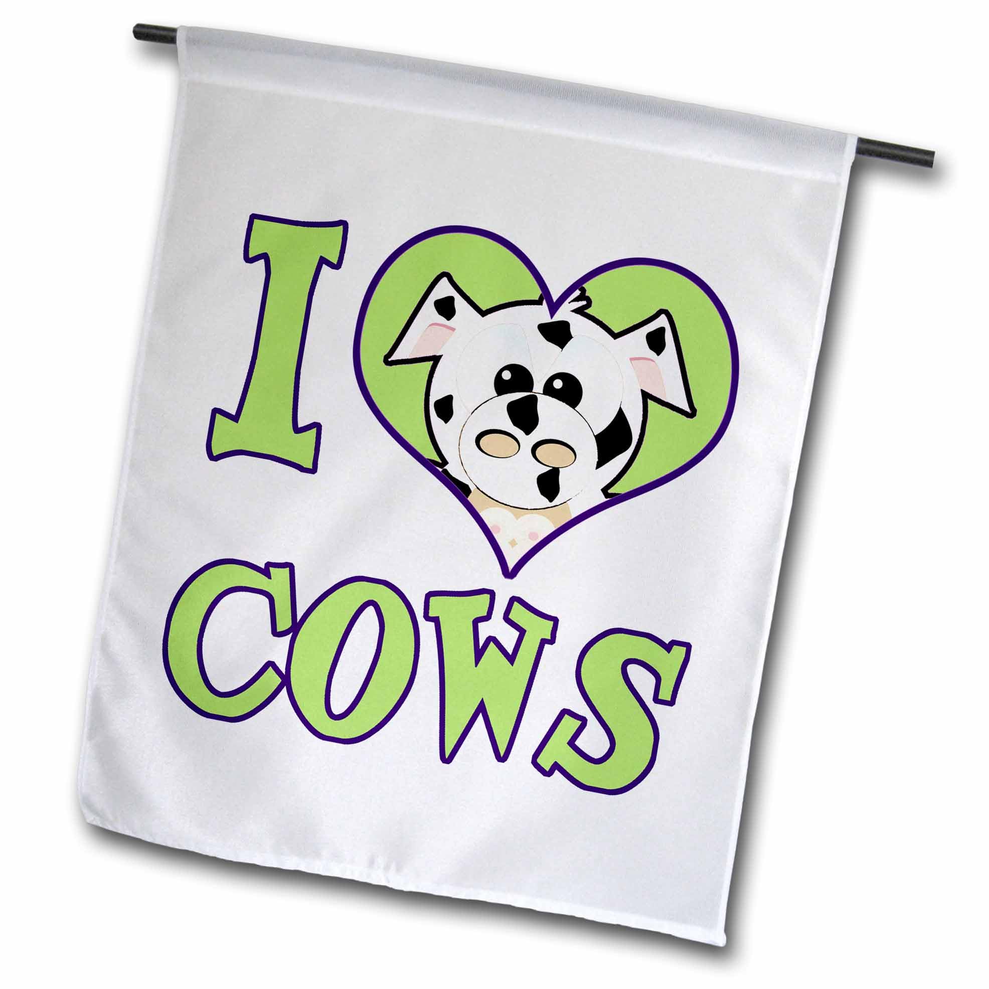 Drapeau de Jardin Vaches Dessin animé 3dRose en Tissu Haute Résistance