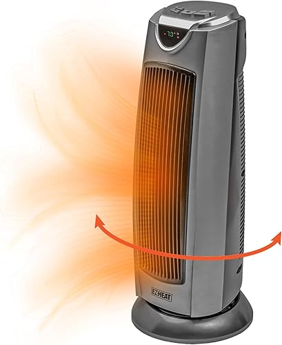 Calentador de espacio oscilante de cerámica con termostato ajustable, doble configuración de calor y ventilador, carcasa para mantenerse fresco,