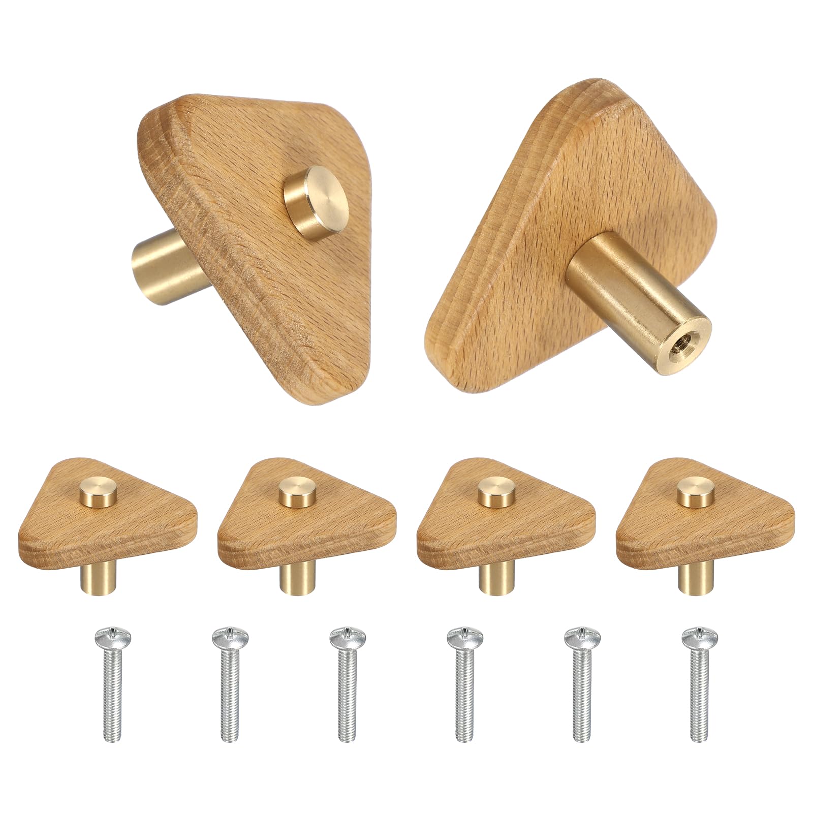 Boutons d'armoire en bois triangulaires pour placard de cuisine et tiroir de commode