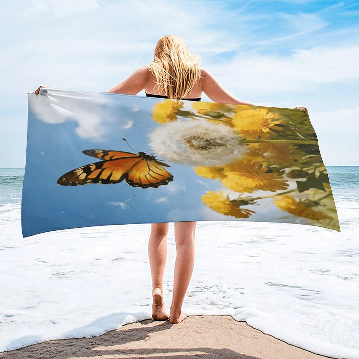 Golden Whispers Bath Towel, Highly Absorbent & Quick Drying Beach Towel, Compact & Lightweight Pool Towel for Bathroom, Beach, Pool, Gym, Spa, and Hotel Use