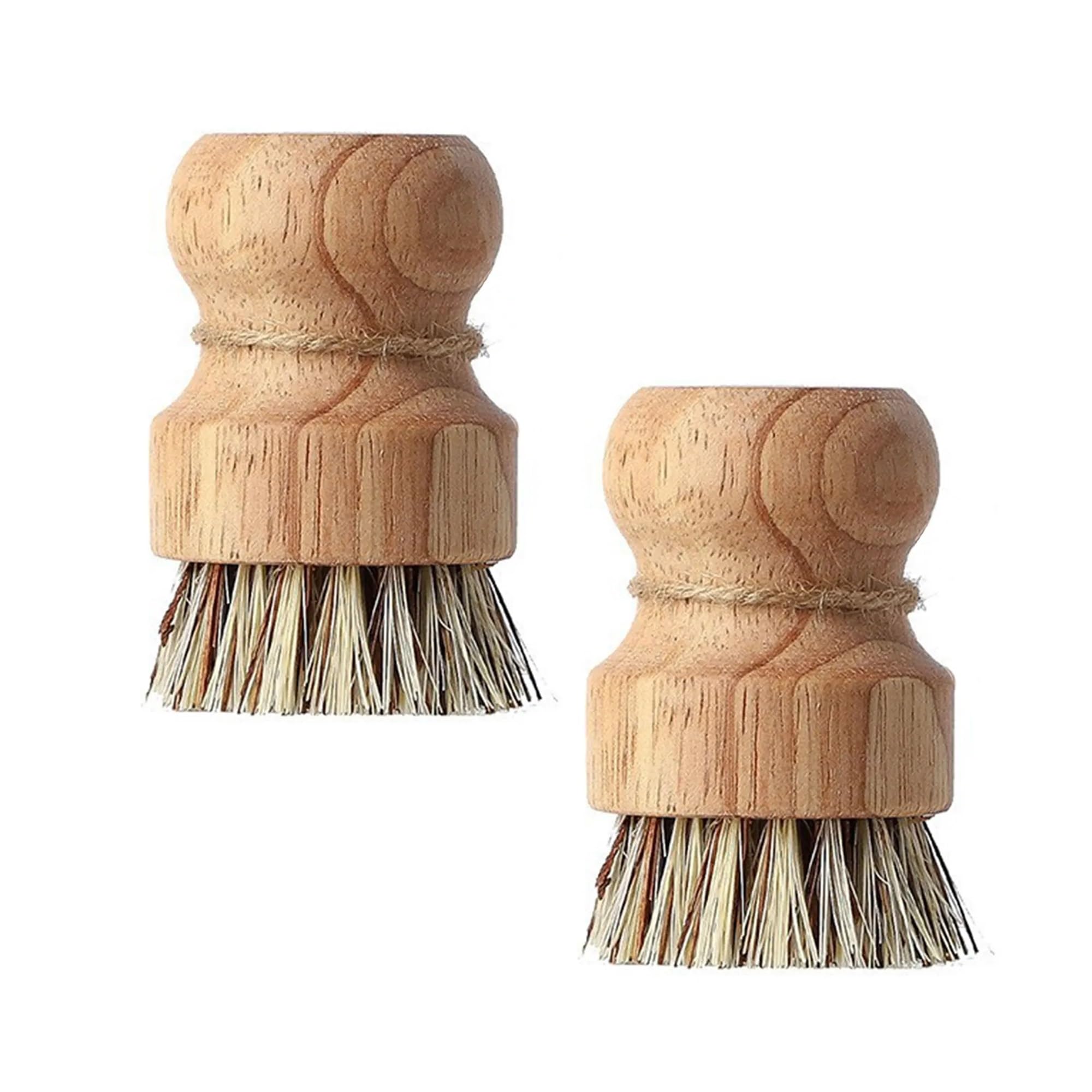 WZPTLKIBAD Bamboo Dish Brush, Round Scrubber for Pots Pans Sink