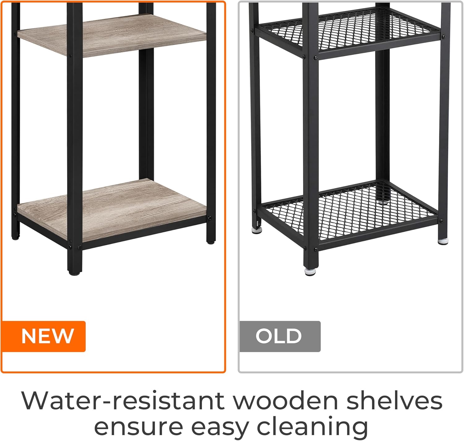 Yaheetech Tall End Table Set of 2, 18x14x29.5 inch Industrial Side Table with Strong Wooden Shelves, 2PCS Slim 3-Tier Telephone Table with Metal Frame for Living Room, Small Places - Gray