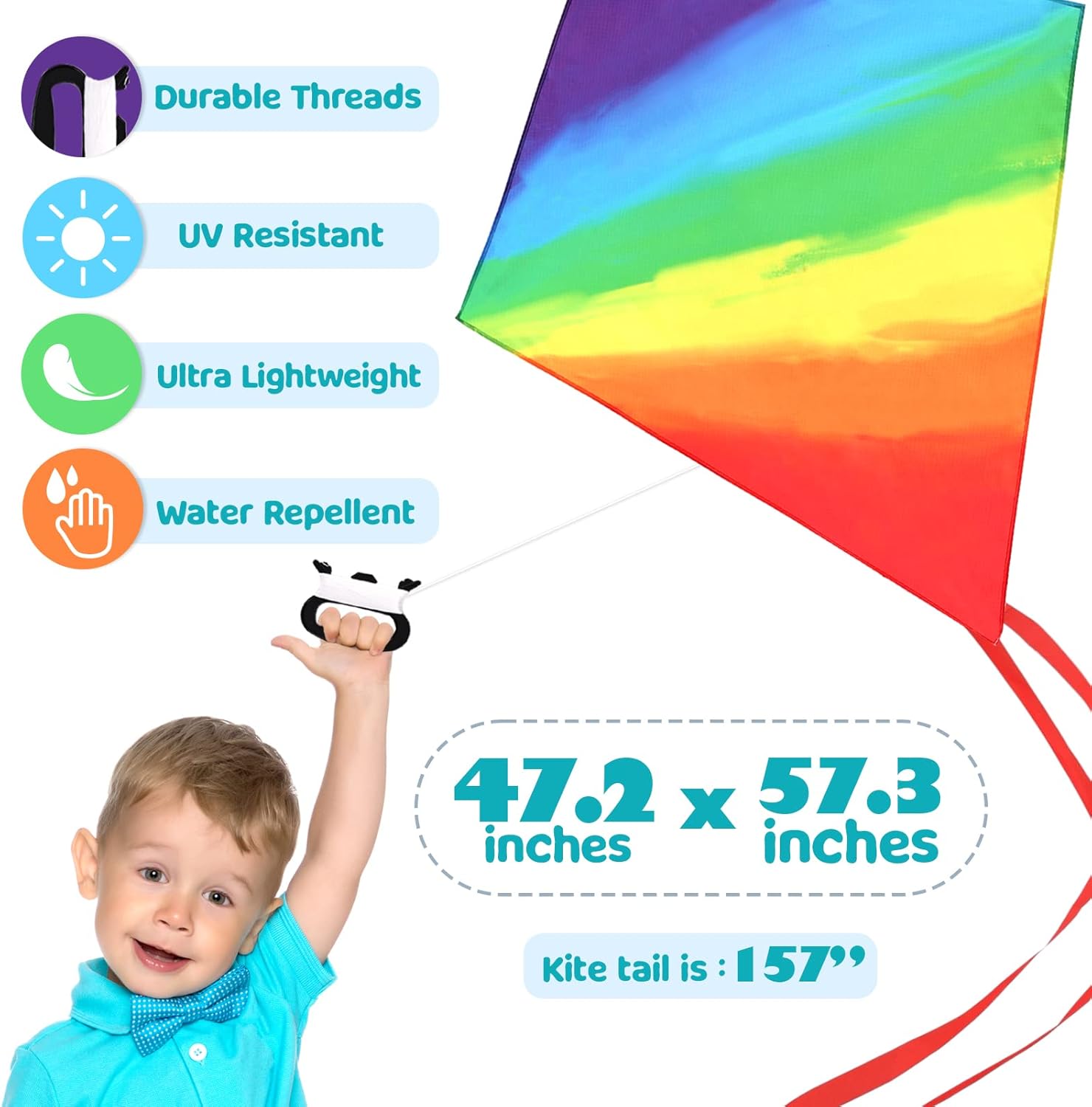Rainbow Flying Kite for Kids Colorful Diamond Kites for Children and