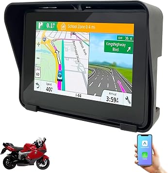 Sunweyer Wireless Motorcycle Carplay,Motorbike Carplay GPS,Portable Carplay/Android Auto, Voice Control, 5G Dual Bluetooth,5 Inch IPX7 Waterproof