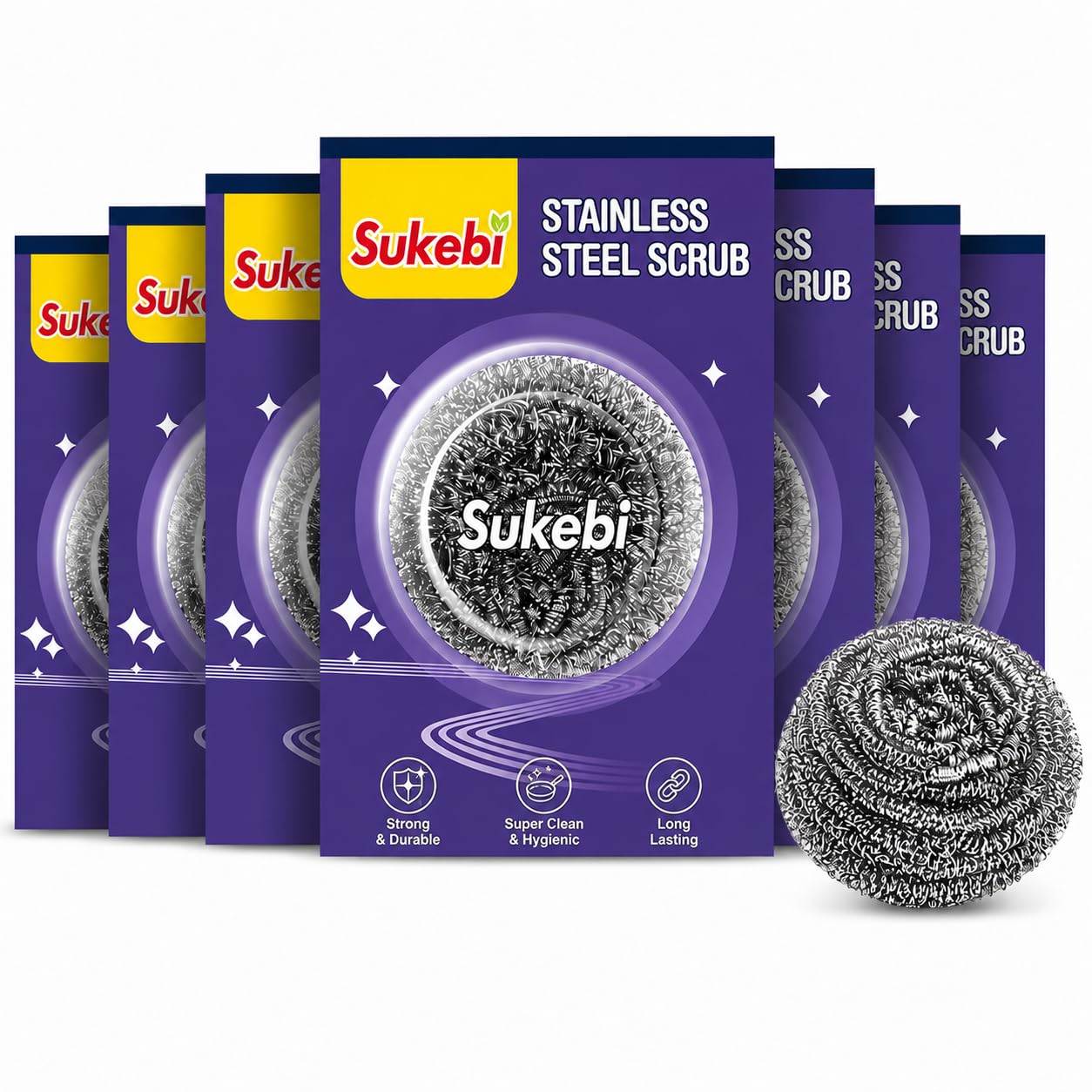 Steel Scrubber Combo Set (Pack of 12), Stainless Steel Scrubber for Utensils, Scrubber for Kitchen-image-30