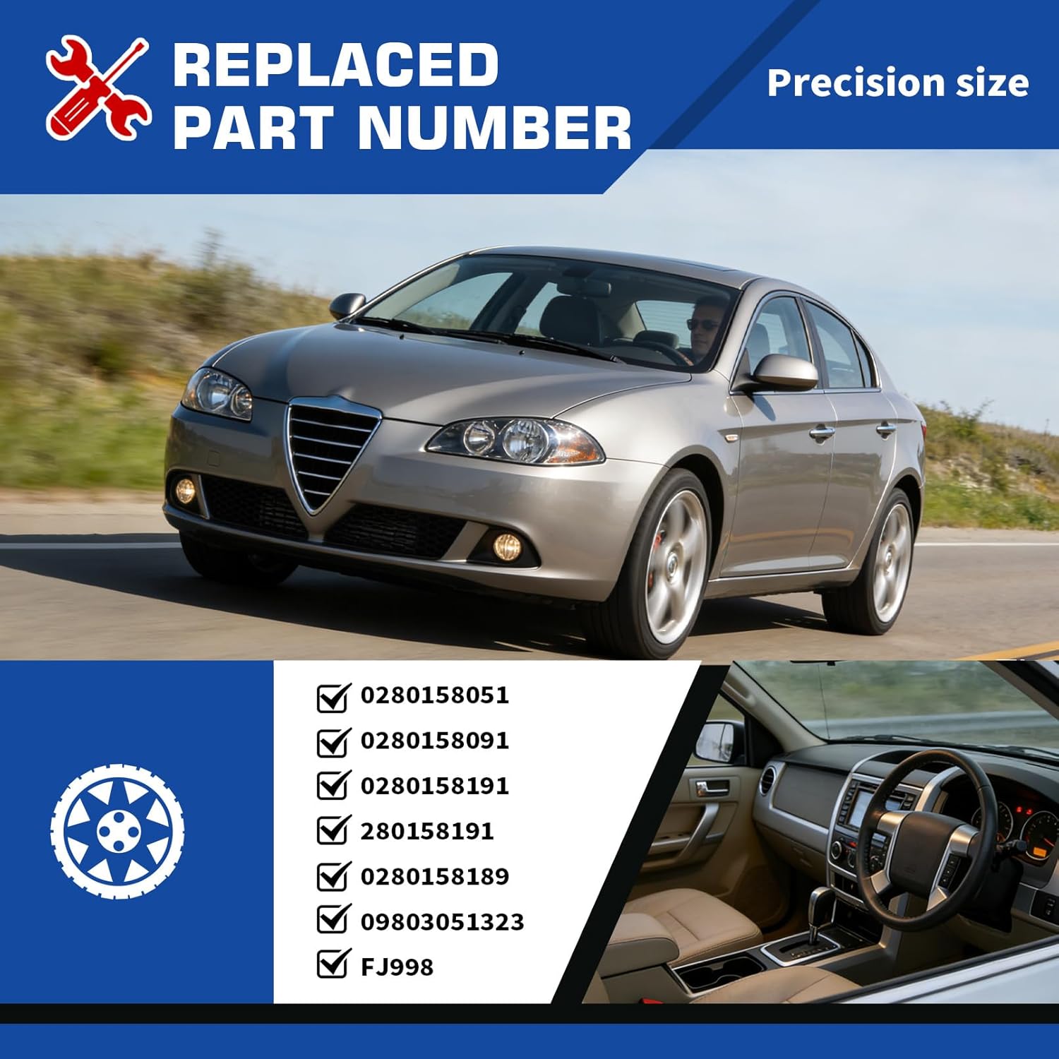 0280158189 6Pcs 4 Holes Fuel Injectors Compatible with Escape Fusion Milan Marine 3.0L V6 2009-2012 Replace FJ998 822-11217 161167 9L8E-A5A 9L8Z9F593A CM5155 ZZC413250