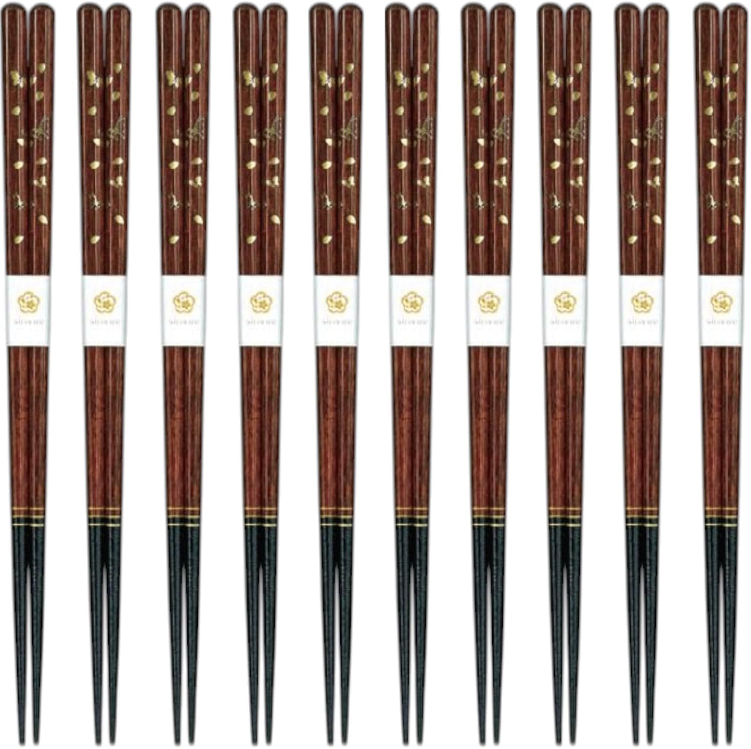 J-kitchens Chopsticks Set, 10 Pairs for Lunches, Picnics, Excursions, Sports Events, Guests, Entertaining, Wooden, Butterfly 9.1 inches (23.0 cm), Dishwasher Safe, Made in Japan