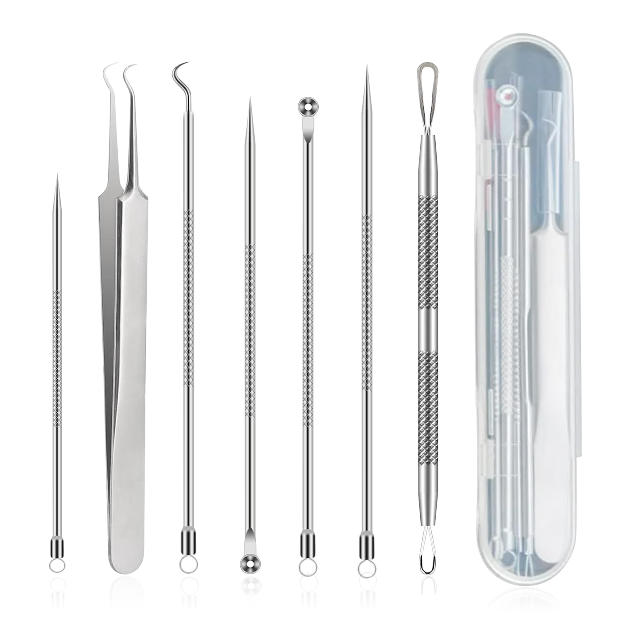 GLUN® Blackhead Remover Kit with Stainless Steel Tools, Pimple Extractor, Acne Removal & Facial Cleansing Tools for Men & Women-image-35