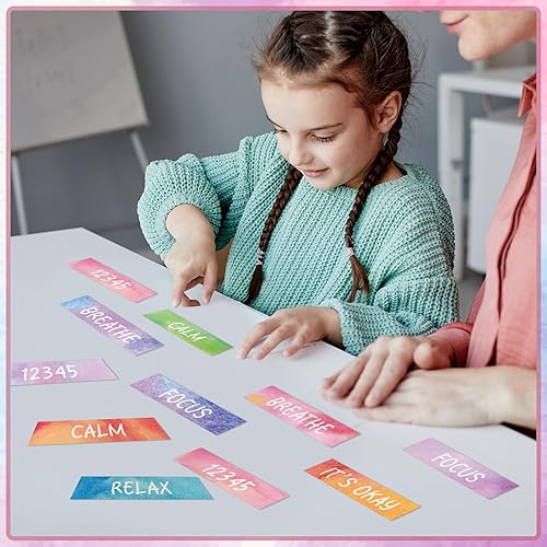 Miniatura 6 de Crtiin 100 tiras sensoriales texturizadas, tiras de ansiedad, tiras de respiración, adhesivas táctiles, calcomanías para calmar la ansiedad para la