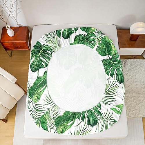 Miniatura 6 de Erosebridal Juego de sábanas hawaianas de hojas de palmera Monstera con hojas de plátano de Monstera, tamaño King, hojas tropicales de verano,