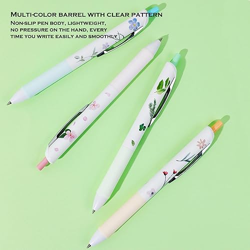 Miniatura 5 de DUNBONG Flower Style - Bolígrafo neutro a base de agua, punta fina de 0.020 in, bolígrafo de tinta de gel, tinta negra, clip de metal,