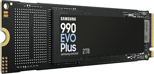 Samsung SSD Interne 990 EVO Plus, NVMe 2.0 PCIe 4.0 x 4 / 5.0x2, 2 To, Vitesse de lecture jusqu'à 7250 Mo/s, Idéal pour le gaming et la bureautique, MZ-V9S2T0BW - 3