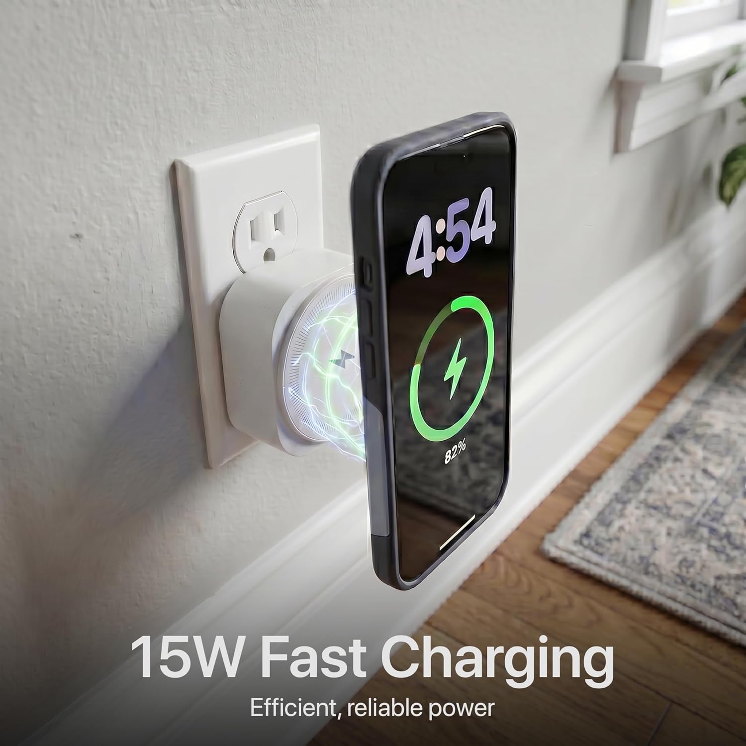 Wall Outlet Wireless Charger, Qi2 15W MagSafe-Compatible Magnetic Phone Charger with USB-C Port, Plug-in Cordless Design for Kitchen & Nightstand, iPhone 17/16/15/14/13/12, White,Pack of 2