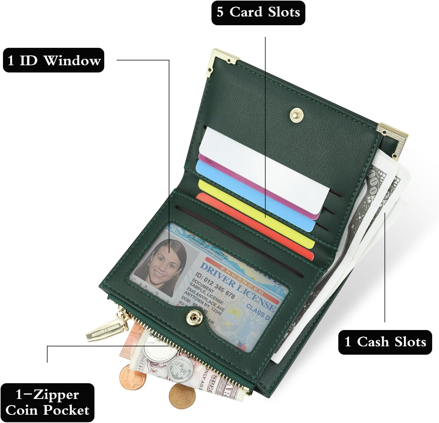 Andiker Small Wallet for Women, Soft PU Leather Women’s Wallet Simple Bifold Wallet with Photo Window Zipper Coin Pocket (Caramel) - Image 4