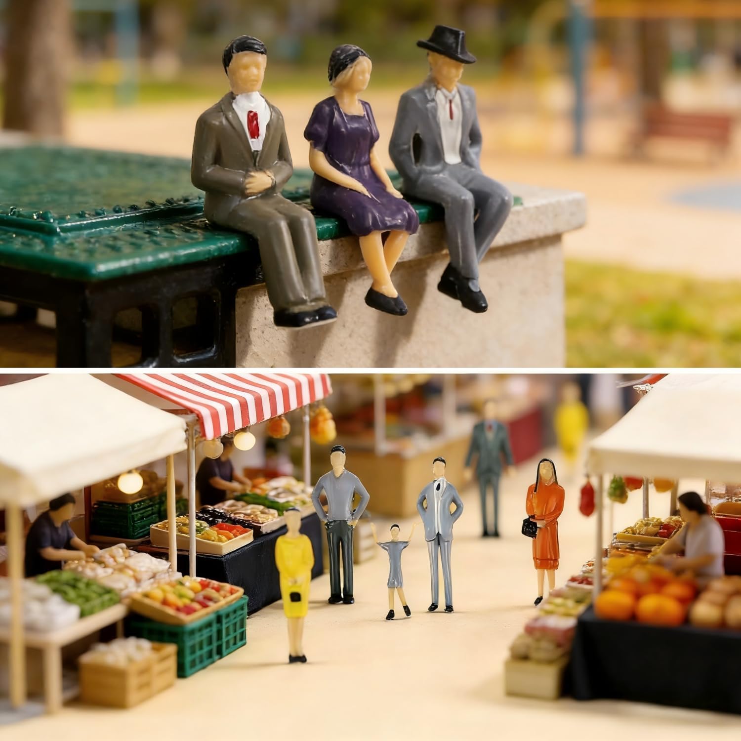 VICDUEKG 30 Pcs Mini People Figurines 1: 30 Scale Painted Miniature Museum People Sitting and Standing Tiny People Model Trains Architectural Project Little Plastic Figurines for Miniature Scenes