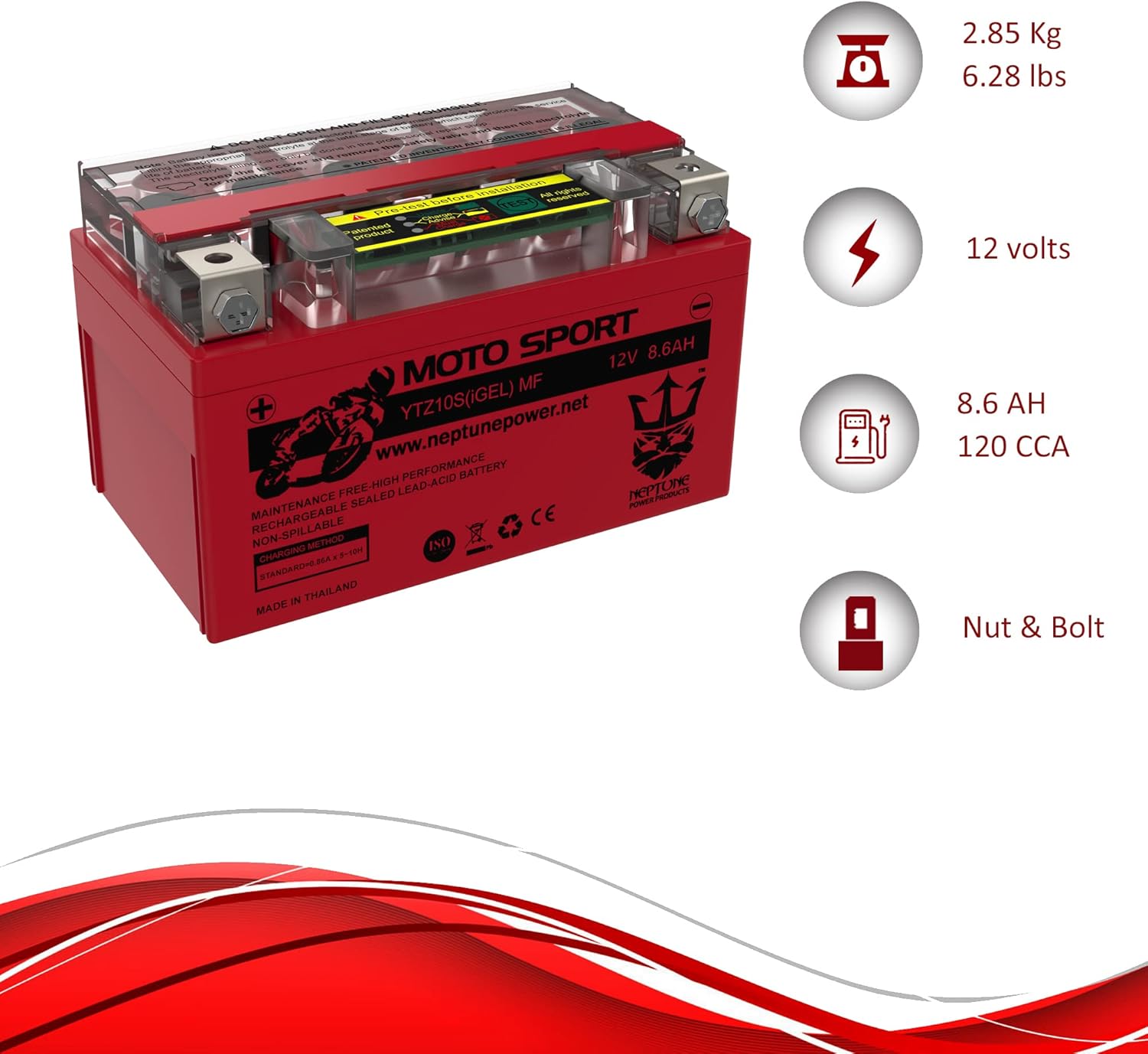 Neptune YTZ10S GEL Replacement Battery for Honda 600 CBR600F4i 600RR 2001-2012