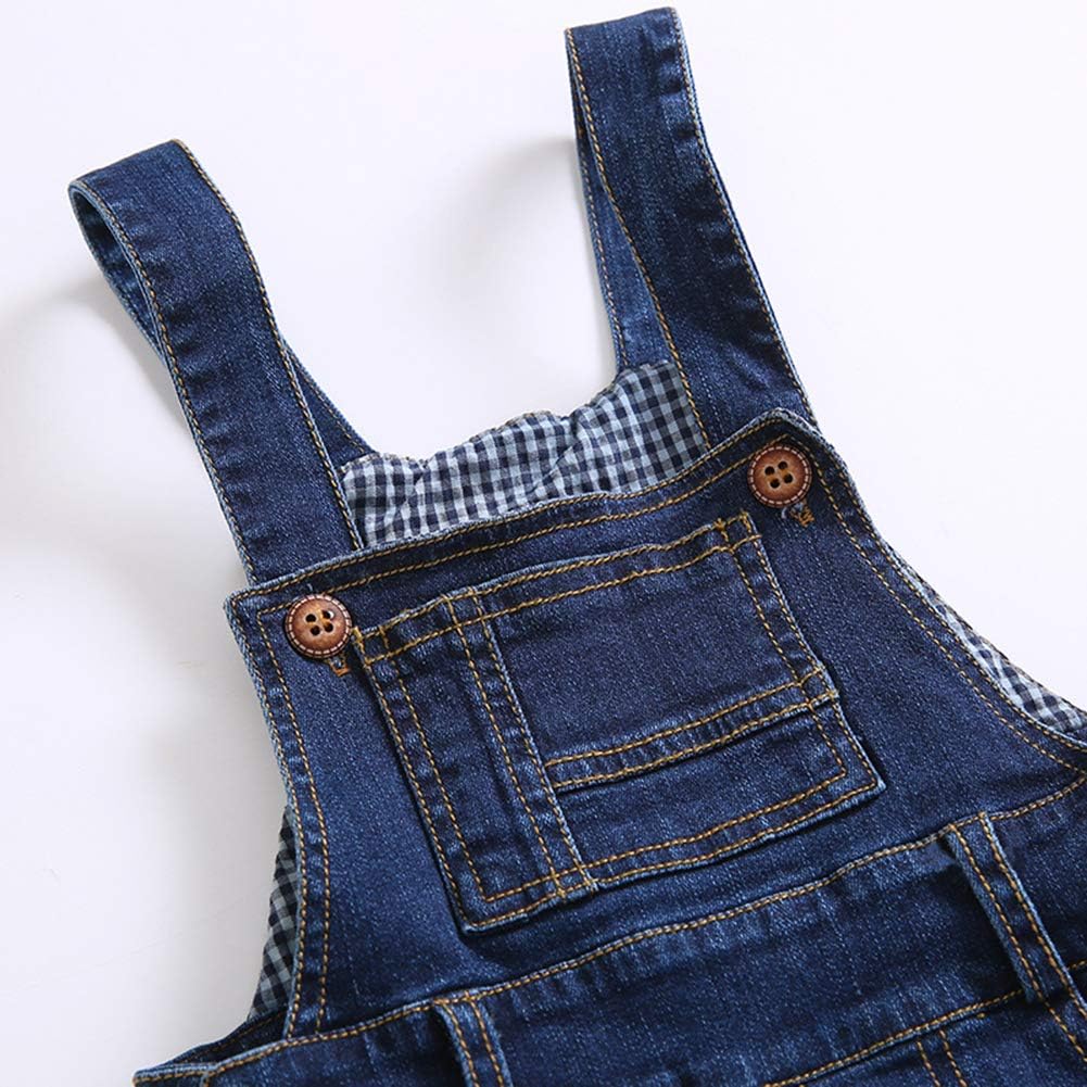 KIDSCOOL SPACE Baby & Little Boys/Girls Blue & Black Denim Overalls,Jean Workwear